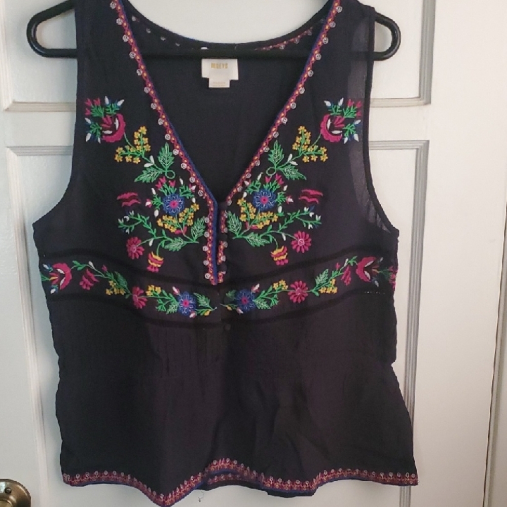 Mauve Black Peplum Embellished Tank Top